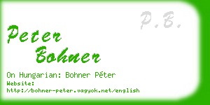 peter bohner business card